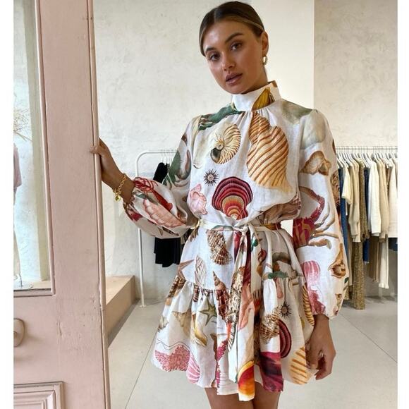 NWT ALÉMAIS Alemais Atlantis Smock Mini Dress Size AU 8 US 4 - Picture 4 of 16